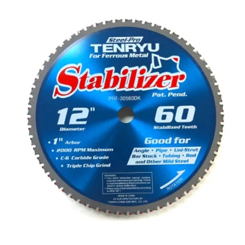 Saw Blades for Use in Cutting Machinery Parts-Tenryu PRF-30560DK 12" 60T 1" Arbor Ferrous Metal Cutting Saw Blade