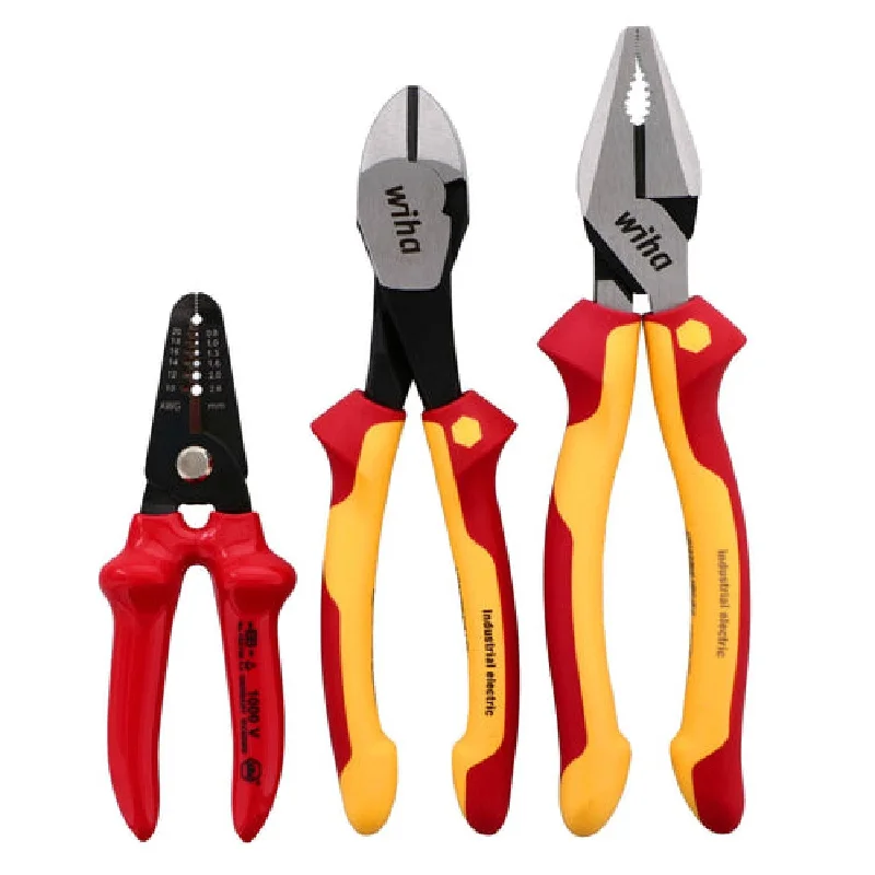 Pliers for Cutting through Hard Wire-Wiha Tools 32863 3 Piece Insulated Pliers, Cutters, Wire Stripper Set