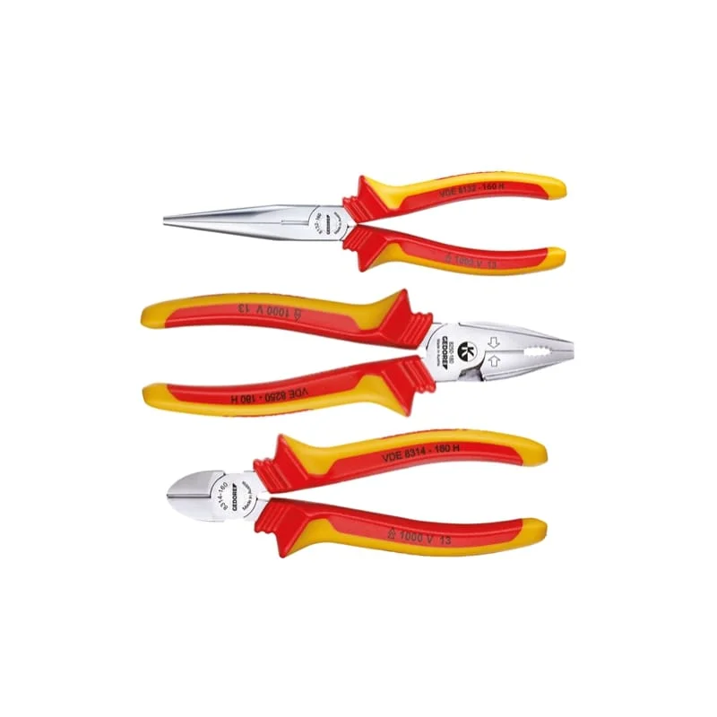 Pliers for Automotive Repairs-Gedore 1550594 VDE Pliers Set With VDE Insulating Sleeves 3 pcs