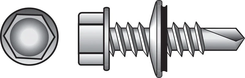 Screws for Window and Door Fittings-HILLMAN No. 12-14 X 2 in. L Hex Hex Washer Head Self- Drilling Screws 100 pk