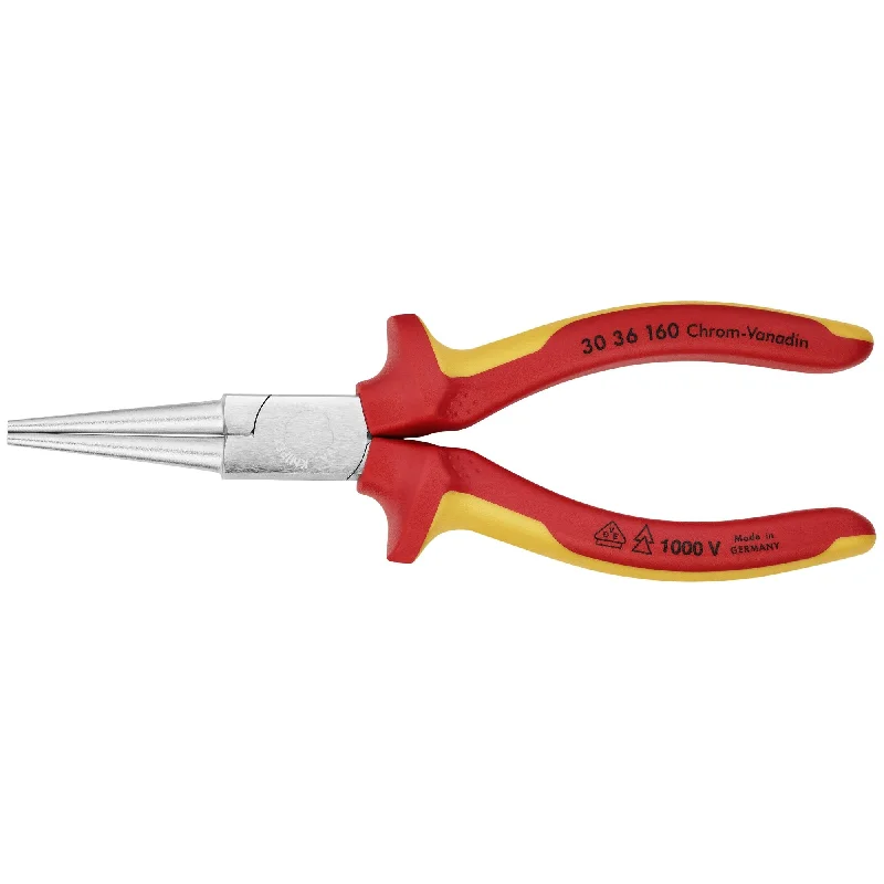 Multi-Purpose Needle Nose Pliers for Plumbing-Knipex 30 36 160 6 1/4" Long Nose Pliers-Round Tips-1000V Insulated