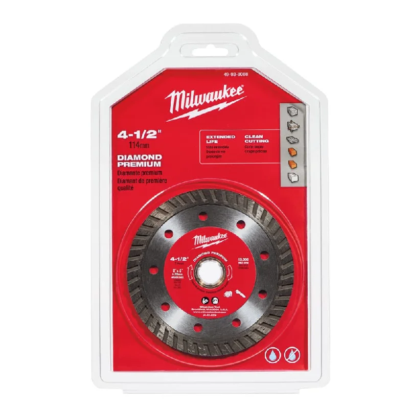 Saw Blades for Polishing and Buffing Surfaces-Milwaukee 49-93-8008 4-1/2" Turbo Diamond Concrete Saw Blade 5/8" & 7/8" Arbor