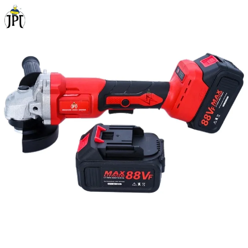 Angle Grinder for Smoothing and Polishing Stone-JPT 21-volt Powerful Brushless Cordless Angle Grinder | 10400 RPM Speed | Smart Variable Speed Control Panel | 4000mAh Battery | Fast Charger | Auxiliary Handle + Key Included