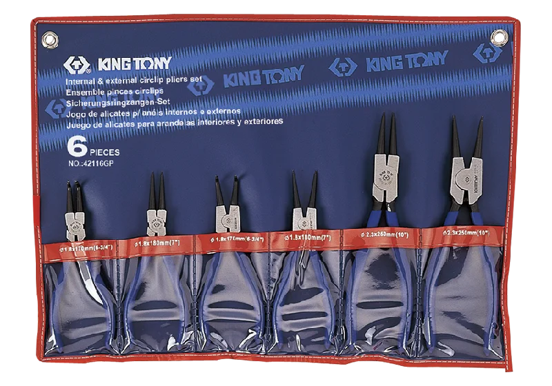 Pliers for Cutting and Holding Wire-King Tony  Circlip Pliers Set 6 Piece 180Mm And 250Mm