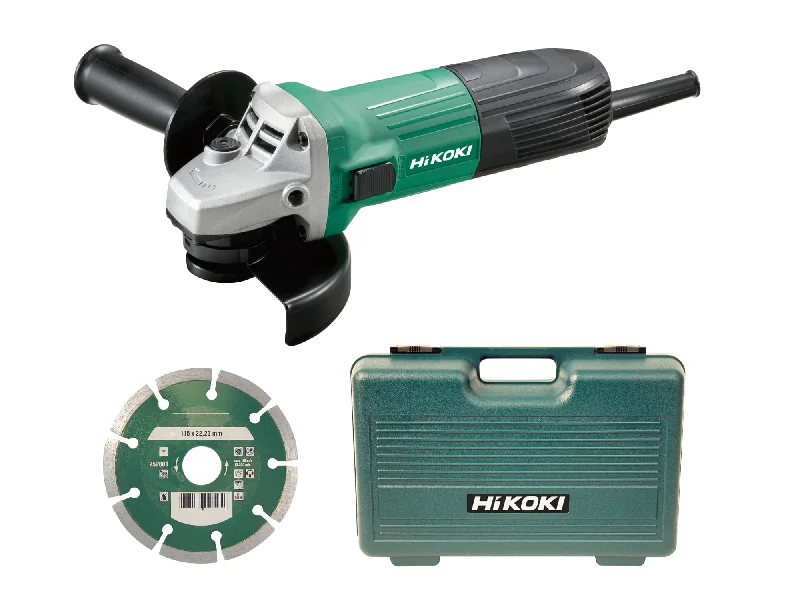 Angle Grinder with Dust Collection System-Hikoki 110V G12STX/J8 115mm Angle Grinder (Diamond Blade & Case)