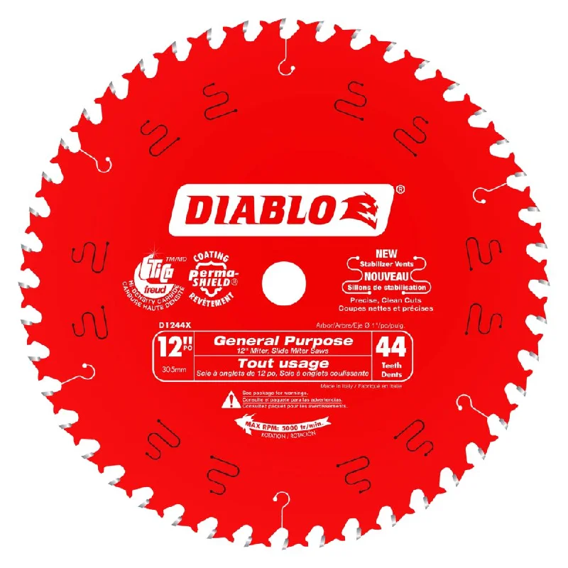 Circular Saw Blades for Smooth Concrete Cutting-Diablo D1244X 12" x 44 Combination Saw Blade