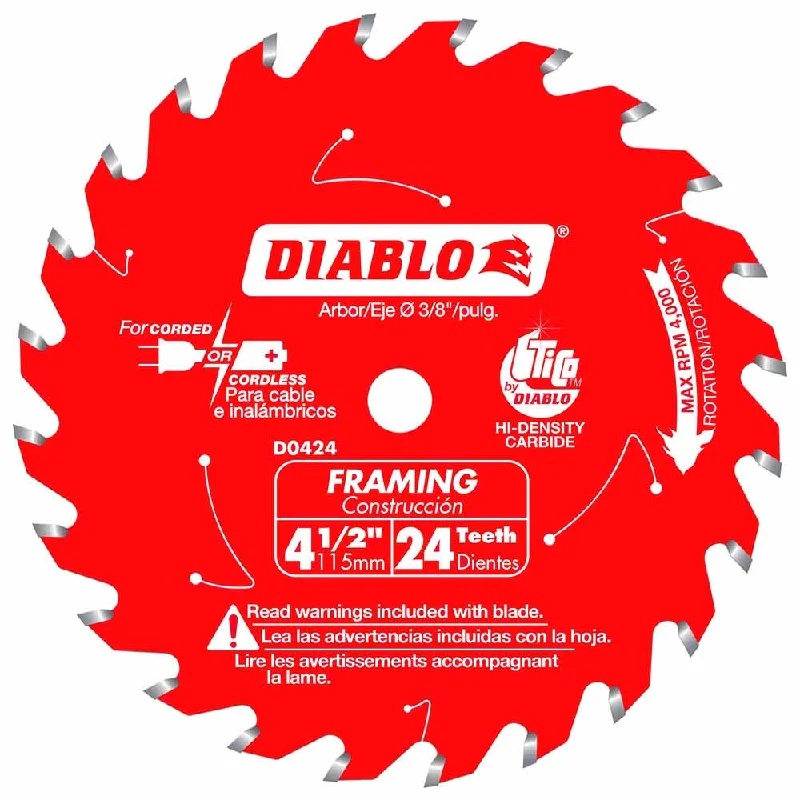 Saw Blades for Polishing and Buffing Surfaces-Diablo D0424X 4-1/2" x 24 Tooth Framing Trim Saw Blade