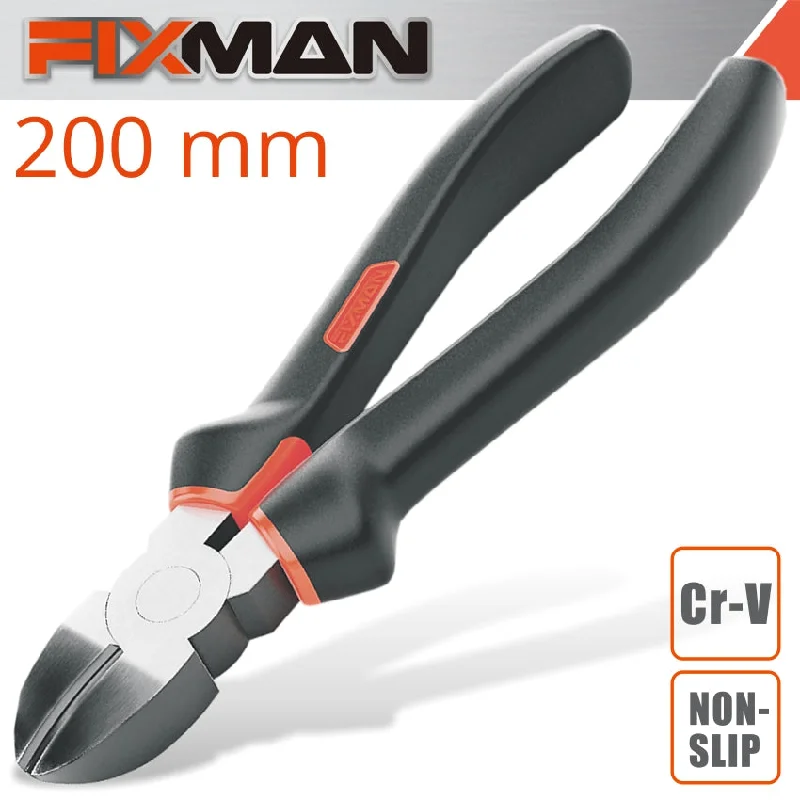 Pliers for Handling Fragile Materials-Fixman Industrial Diagonal Side Cutting Pliers 8' 200Mm