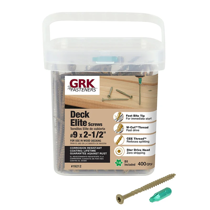 Screws for Attaching Handles and Knobs-GRK Deck Elite No. 9  x 2-1/2 in. L Star Bugle Head Deck Screws 575 pk