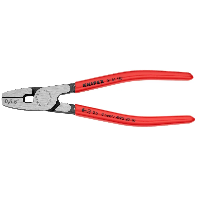 Pliers for Crimping Electrical Connectors-Knipex 97 81 180 7 1/4" Crimping Pliers for Wire Ferrules