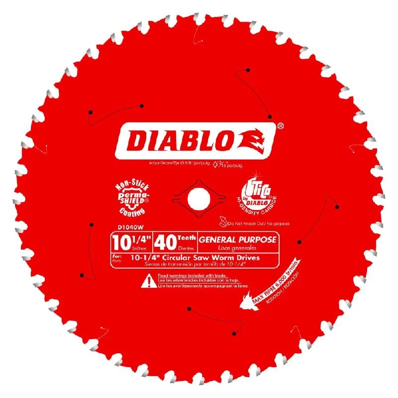 Circular Saw Blades for Cutting Tiles-Diablo D1040W 10-1/4" x 40 ATB Bigfoot Saw Blade