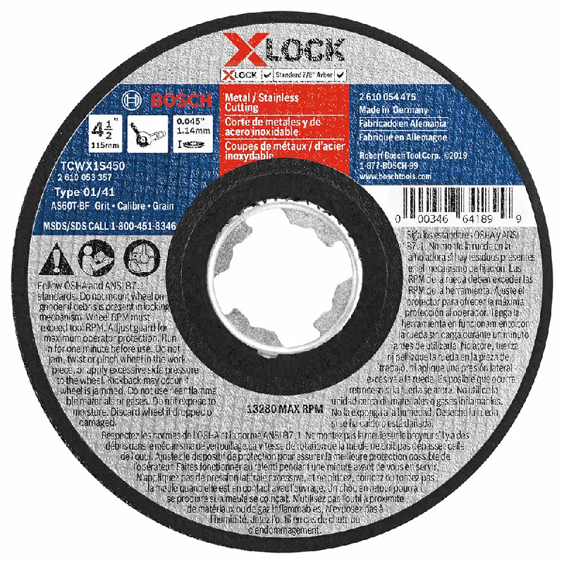 Saw Blades for Accurate Wood Cutting-Bosch TCWX1S450 Thin Metal & SS Cutting T1 Heavy Duty  4-1/2 x .045", X-Lock, 25 Pack