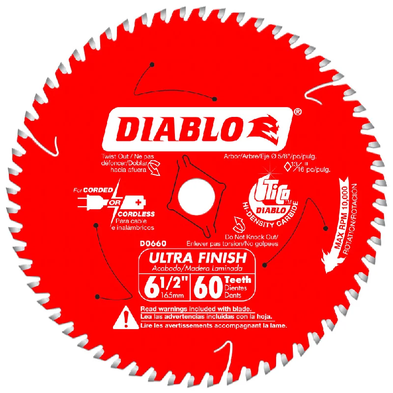 Saw Blades for Removing Old Flooring and Tiles-Diablo D0660A 6-1/2" x 60 Tooth Ultra Finish Saw Blade