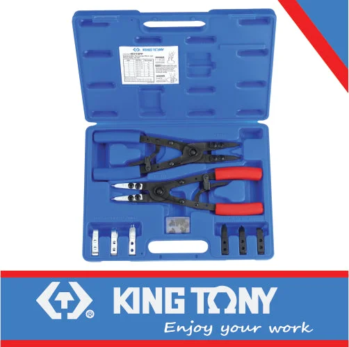 Diagonal Pliers for Cutting Small Parts-King Tony Pliers Circlip 267Mm Interchangeable Tips 15Pc