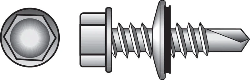 Screws for Installing Safety Equipment-HILLMAN 1/4 Sizes X 1-1/2 in. L Hex Hex Washer Head Self- Drilling Screws 100 pk