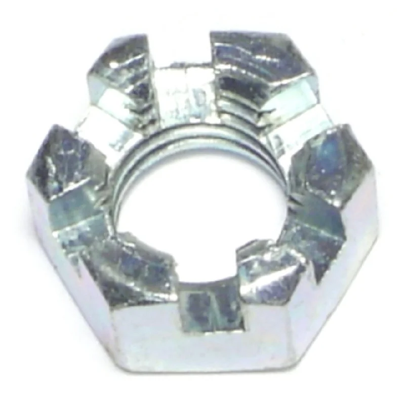 Nuts for Fixing Components in Metal Fabrication Projects-1/2"-13 Zinc Plated Steel Coarse Thread Slotted Hex Nuts (6 pcs.)