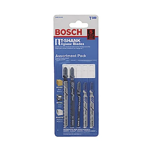 Saw Blades for Slicing and Shaping Wood-Bosch T500 T-Shank Assorted Jig Saw Blades 5-Piece