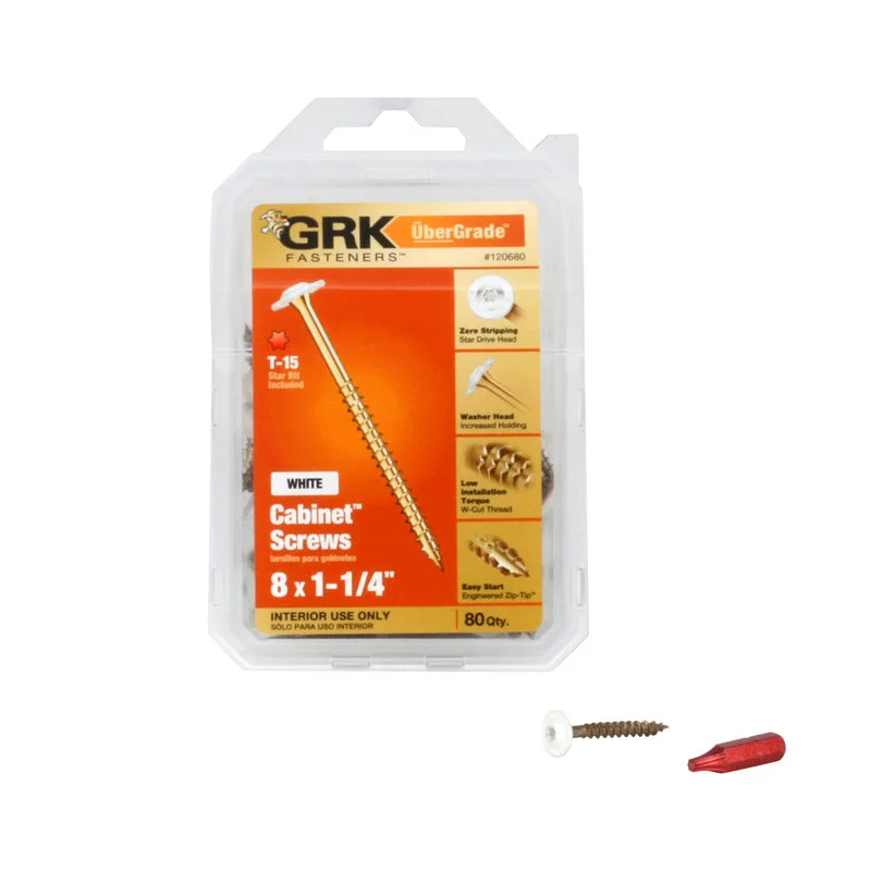 Screws for Fixing Metal and Plastic Parts-GRK Fasteners No. 8  S X 1-1/4 in. L Star Coated Cabinet Screws  (Pack of 6)