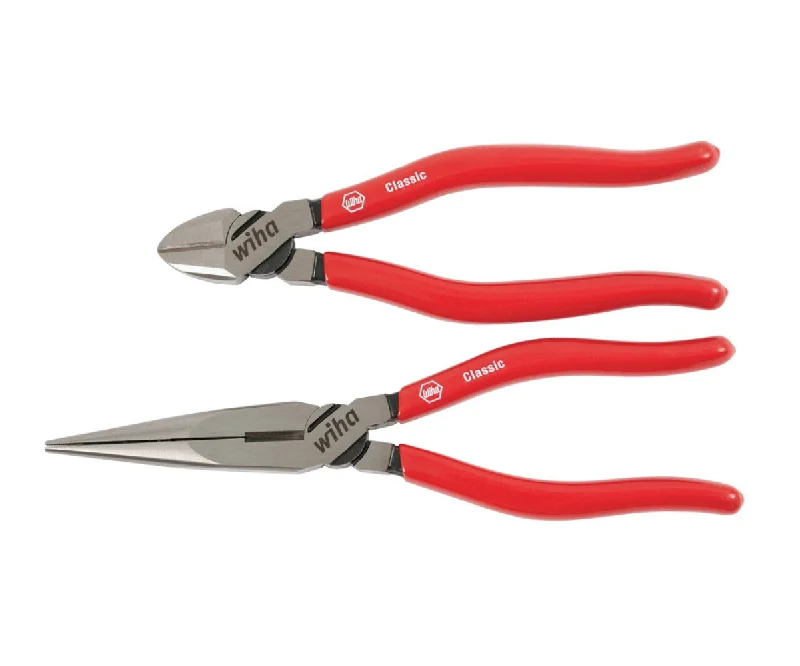 Precision Pliers for Fine Work-Wiha Tools 32648 2 Piece Vinyl Grip Diagonal Cutteres & Long Nose Pliers Set