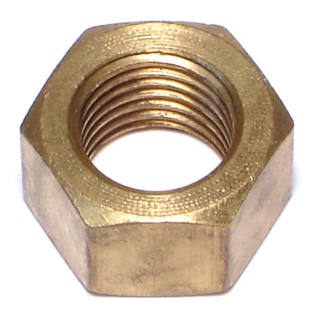 Nuts for Fixing Metal Fixtures and Components-7/16"-20 Brass Fine Thread Finished Hex Nuts