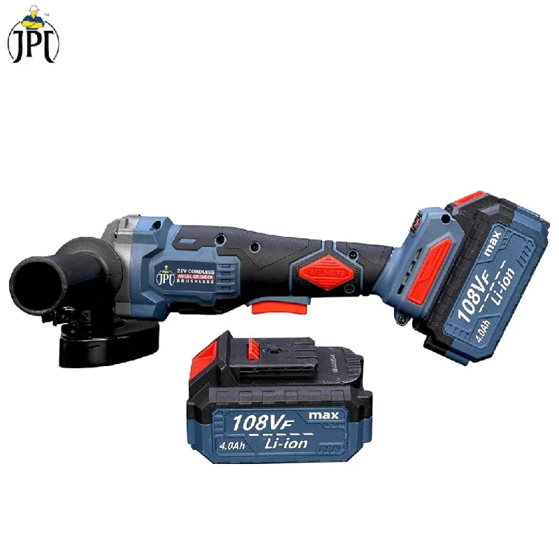 Heavy Duty Angle Grinder for Tile Cutting-JPT 21V Brushless Heavy Duty Cordless Angle Grinder | 11000 RPM Speed | 21mm Cutting Depth | Smart Variable Speed Control Panel | 4000mAh Battery | Fast Charger