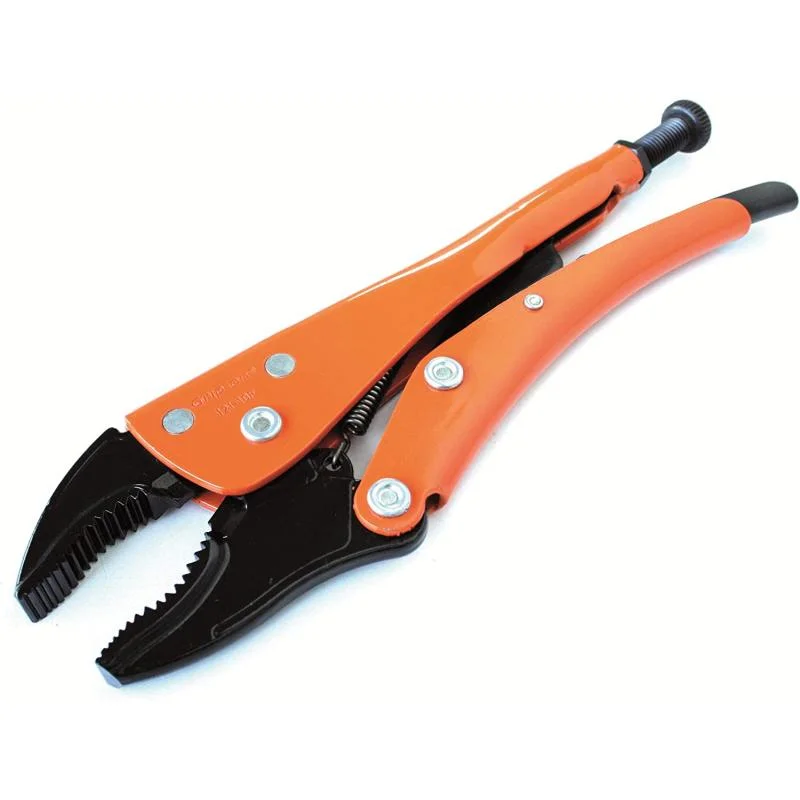 Pliers for Soldering and Assembly Work-Grip-On 12110 10 Inch Curved Jaw Locking Pliers in Orange Epoxy