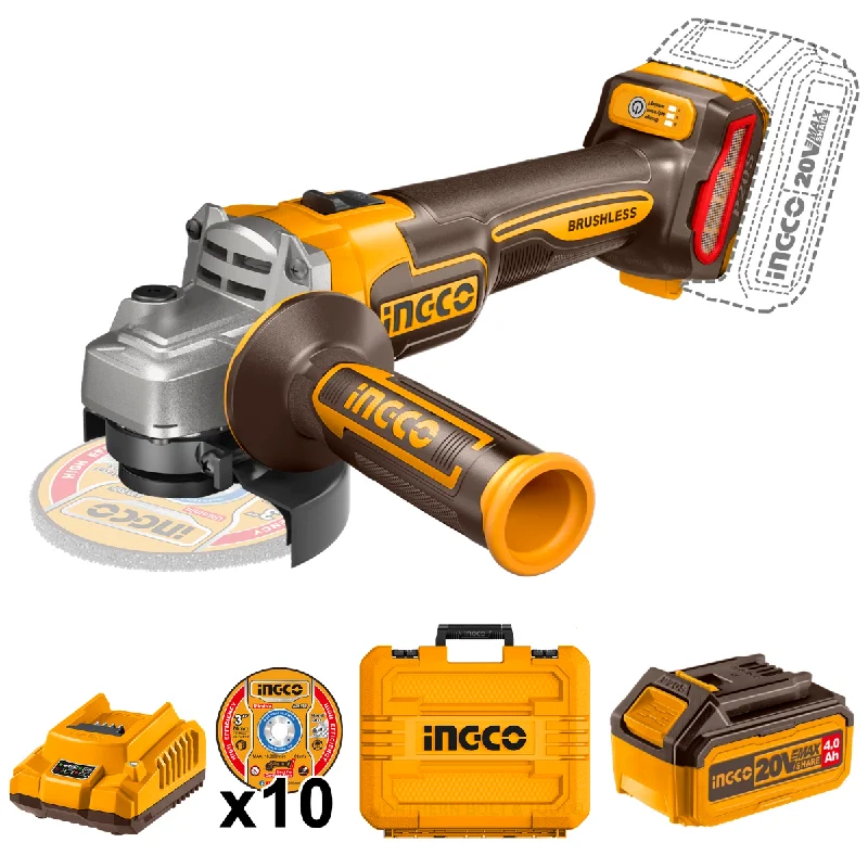 Best Angle Grinder for Automotive Repairs-Ingco Cordless Angle Grinder Brushless 20V 115Mm Kit with Carry Case