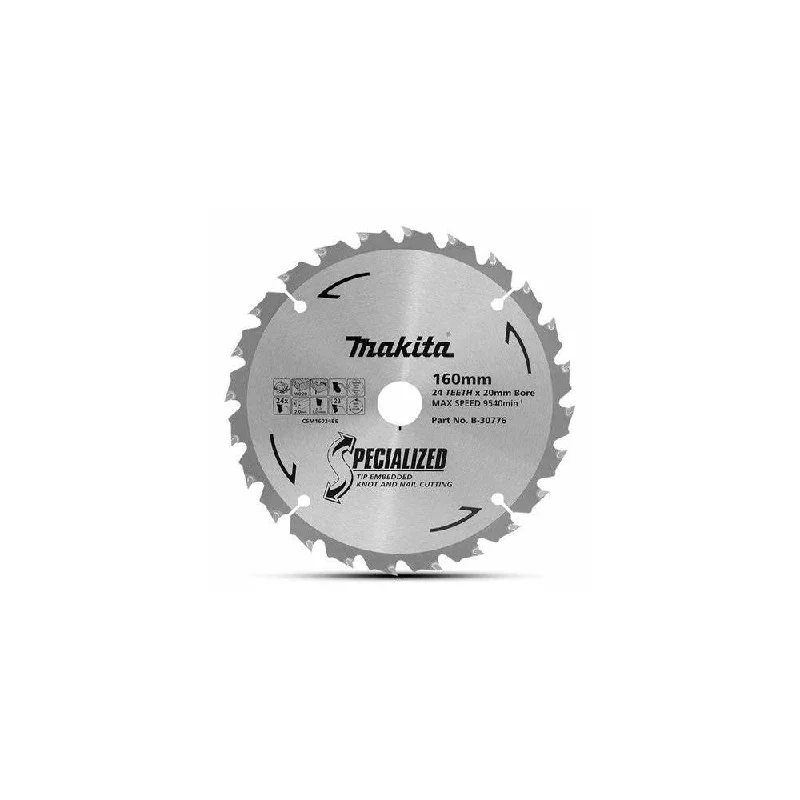 Saw Blades for Heavy-Duty Metal and Steel Cutting-Makita Saw Blade TCT 160x20mm 24T WD/NAIL