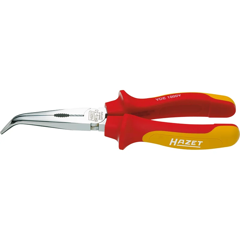 Pliers for Crimping Electrical Connectors-Hazet 1841BVDE-33 Snipe Nose Pliers with Protective Insulation, Curved