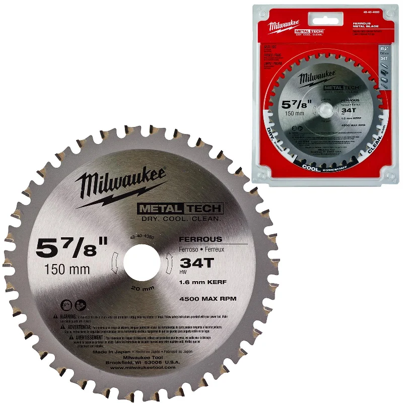 High-Torque Saw Blades for Metal Cutting Machines-Milwaukee Circular Saw Blade for Metal 150mm x 20mm Bore 34 Tooth