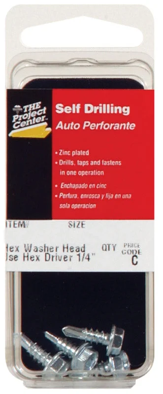 Screws for Attaching Hinges to Doors-Hillman No. 10 x 1/2 in. L Hex Hex Washer Head Zinc-Plated Steel Sheet Metal Screws 5 pk (Pack of 10)