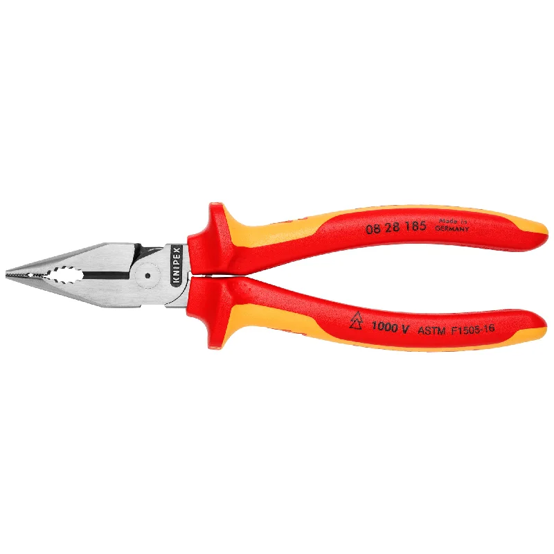 Pliers for Crimping Electrical Connectors-Knipex 08 28 185 SBA 7 1/4" Needle-Nose Combination Pliers-1000V Insulated