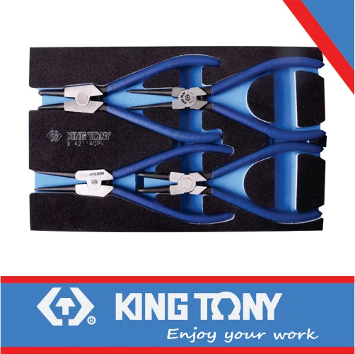 Pliers for Cutting through Plastic Pipes-King Tony Pliers Set Circlip 175Mm 4Pc  Eva Foam