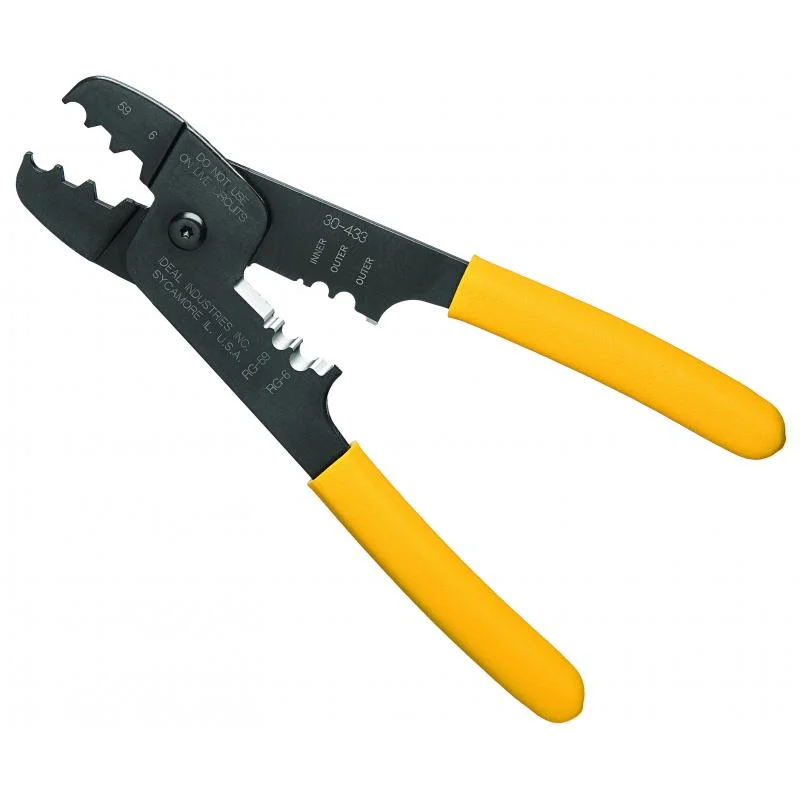 Pliers with Adjustable Jaws for Better Control-Ideal 30-433 Coax Strip and Crimp Tool 12.80 Inch