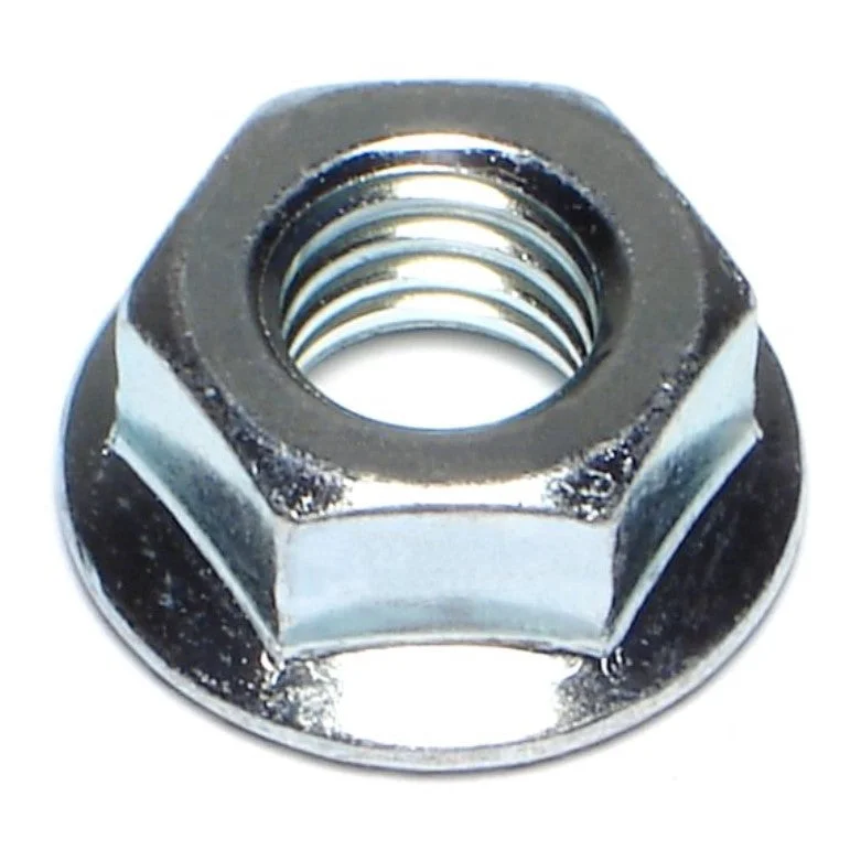 Nuts for Fastening Machinery to Platforms-7/16"-14 Zinc Plated Case Hardened Steel Coarse Thread Hex Flange Nuts