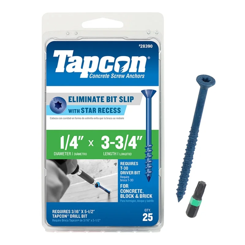 Screws for Fixing Heavy Equipment-Tapcon 3-3/4 in. L Star Flat Head High/Low Concrete Screws