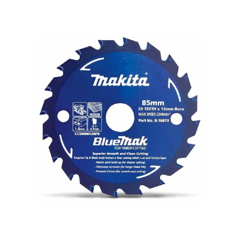 Saw Blades for Precision Cutting of Wood-Makita BlueMak TCT Blade 85x15mmx20T