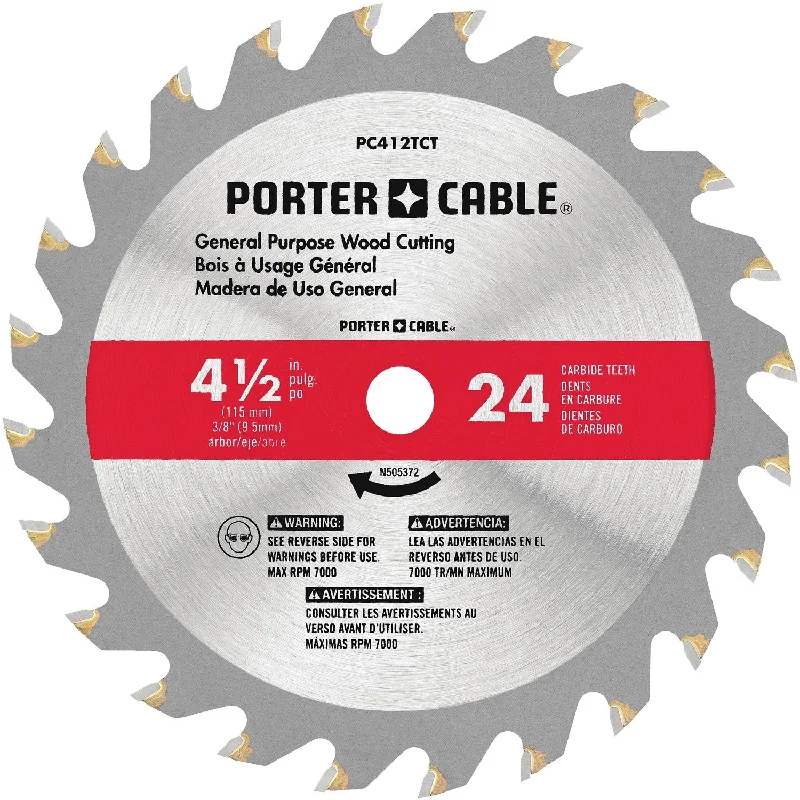 Saw Blades for Quick and Clean Cuts on Wood-Porter Cable PC412TCT 4-1/2" 24T Carbide Tip