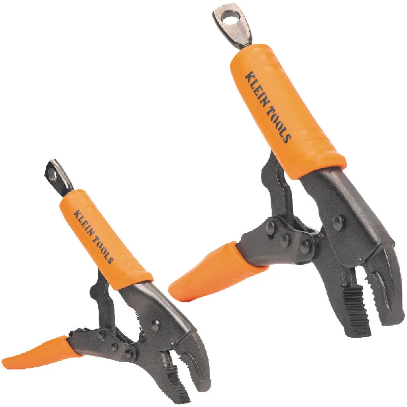 Pliers for Cutting through Hard Wire-Klein Tools 38660 Curved Jaw Locking Pliers Set, 7-Inch and 10-Inch, 2 Pc.