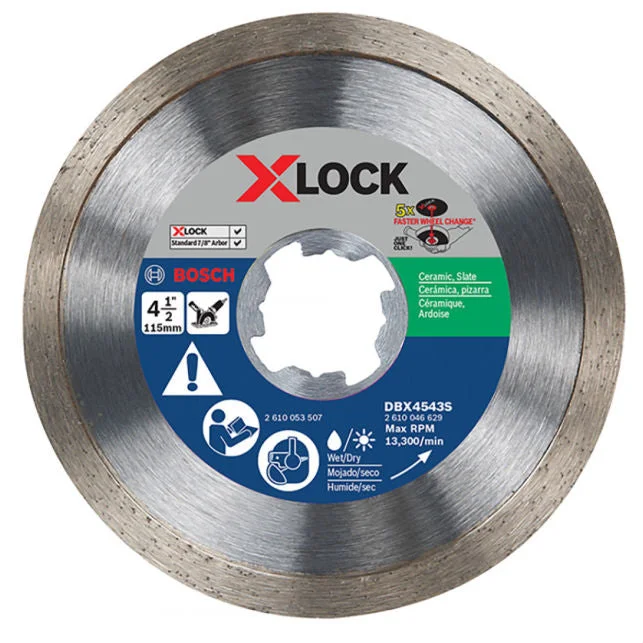 Saw Blades for Fast Metal Cutting-Bosch DBX4543S 4-1/2" Continuous Rim Diamond Blade, X-Lock, 5 Pack