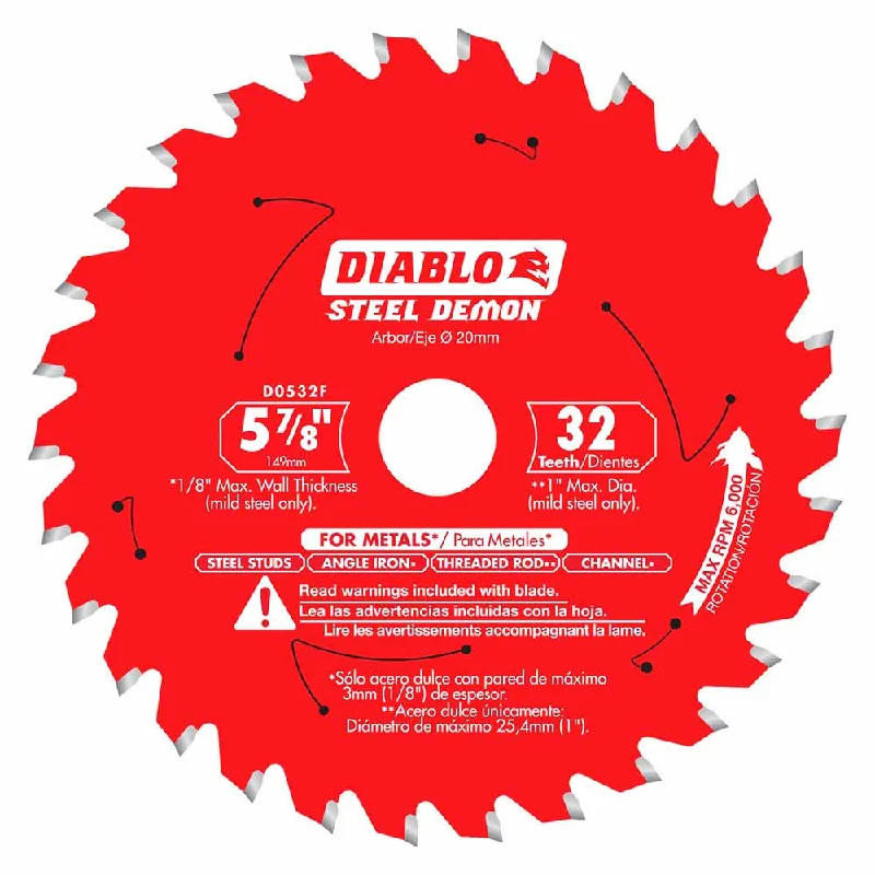 Saw Blades for Multi-Tool Use on Metal and Wood-Diablo D0532F 5-7/8" x 32 Tooth Steel Demon Carbide-Tipped Saw Blade for Metal