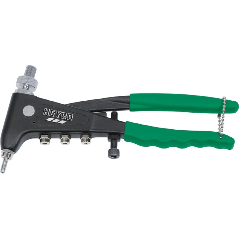 Pliers for Tightening Carbolic Components-Heyco 01261025000 Hand Rivet Nut Tool, 4 Exchangeable Nosepieces, Length-250mm