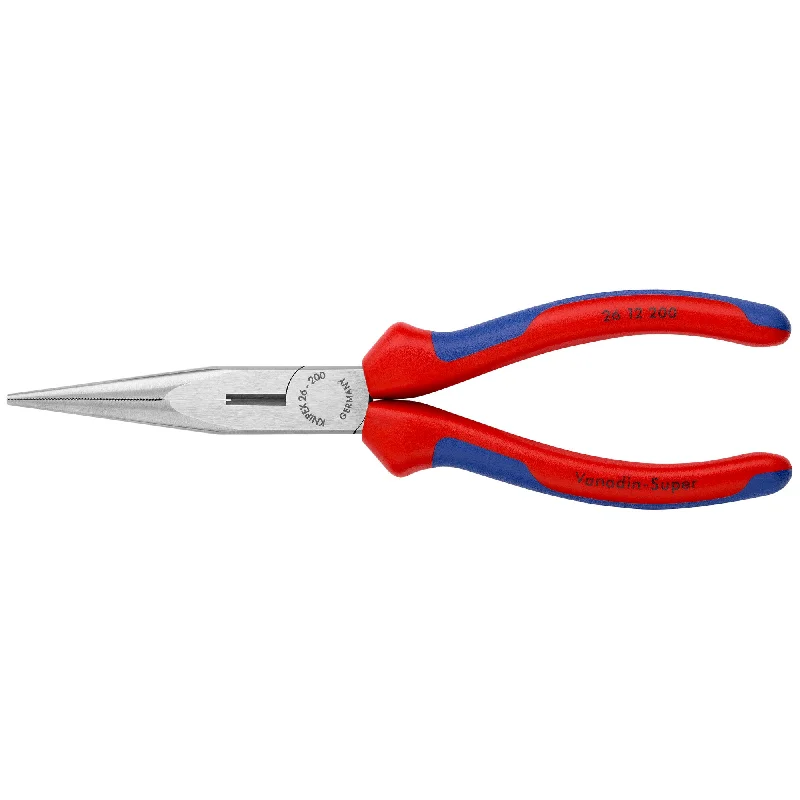 Flat Jaw Pliers for Smooth Surfaces-Knipex 26 12 200 SBA 8" Long Nose Pliers with Cutter