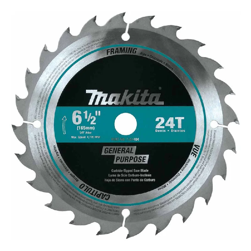 High-Efficiency Saw Blades for Commercial Use-Makita T-01404 6-1/2" 24T Carbide-Tipped Circular Saw Blade, Framing