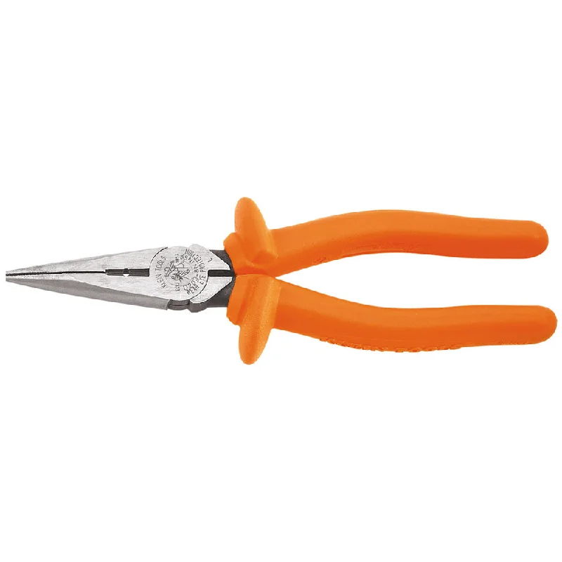 Pliers with Built-In Wire Cutter-Klein Tools D203-8N-INS Insulated Long Nose Pliers, Side-Cutting/Stripping