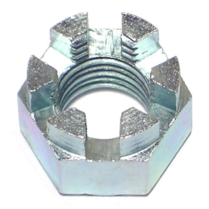 Nuts for Fixing Sheet Metal Parts-3/8"-24 Zinc Plated Steel Fine Thread Castle Hex Nuts (12 pcs.)