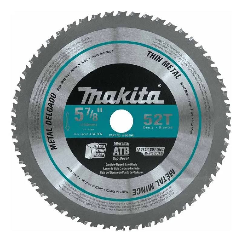 Laser-Cut Saw Blades for Accuracy-Makita A-96104 5-7/8" 52T Carbide-Tipped Thin Metal Saw Blade