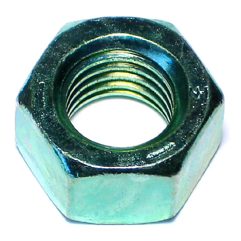 Nuts for Fastening Machinery to Platforms-5/8"-11 Green Rinsed Zinc Plated Grade 5 Steel Coarse Thread Hex Nuts