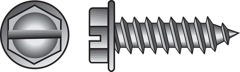 Screws for Tightening Safety Barriers-HILLMAN No. 8 X 1 in. L Slotted Hex Washer Head Sheet Metal Screws 100 pk