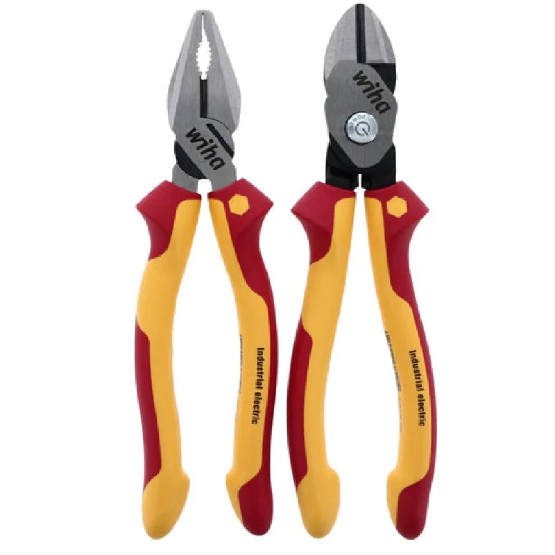 Pliers for Fixing Furniture Hardware-Wiha Tools 32862 2 Piece Insulated Combination Pliers and BiCut Compound Cutters Set